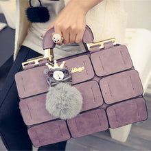 Load image into Gallery viewer, Fashion Women Handbag With Dolls 9 Grid Splicing Hand Bags Ladies Top-Handle Bag Zipper Hasp Clutch  New Totes