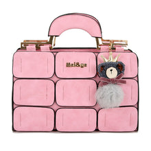 Load image into Gallery viewer, Fashion Women Handbag With Dolls 9 Grid Splicing Hand Bags Ladies Top-Handle Bag Zipper Hasp Clutch  New Totes